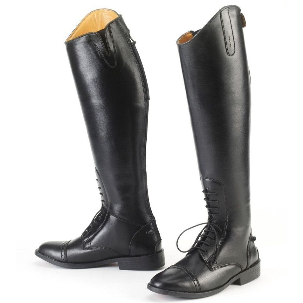 NWOT Equistar Wmn's All Weather Synth Leather Lace Up Field Riding Boots, 7.5